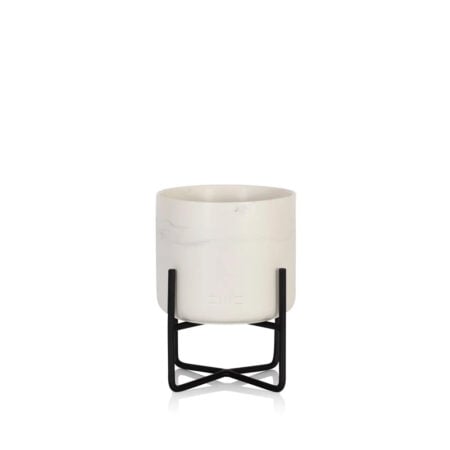 Marble Plant Pot with Stand - Short