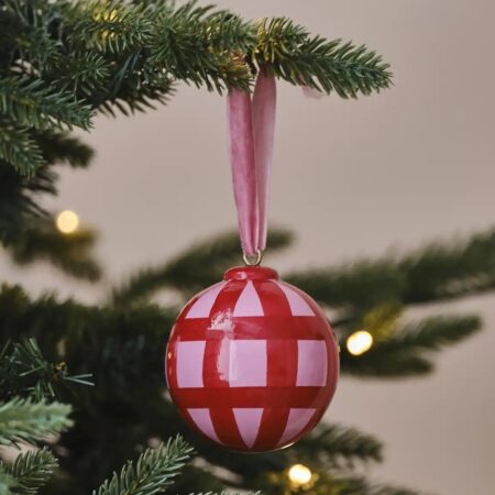 Pink and Red Hand Painted Christmas Bauble